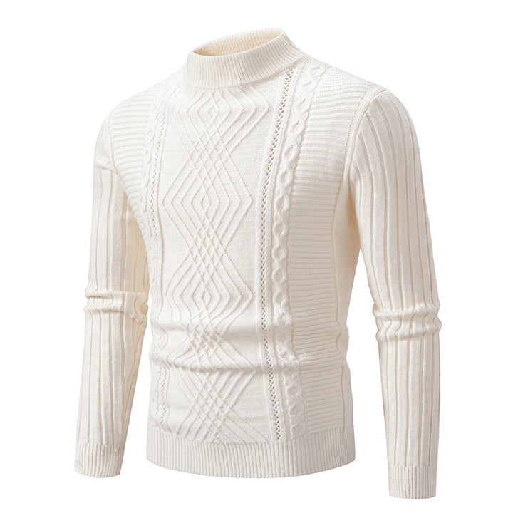 Herren Rollkragenpullover aus hochwertiger Baumwolle mit strukturiertem Zopfmuster Echoarchiv