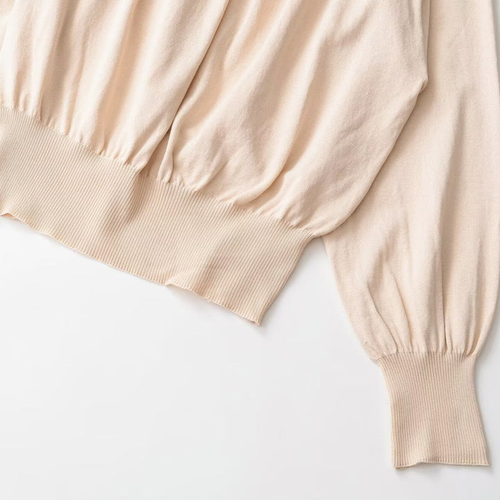Damen Schulterfreies Oversize-Top mit gerafftem Ausschnitt, Ballonärmeln und breitem Rippbündchen Echo Archiv