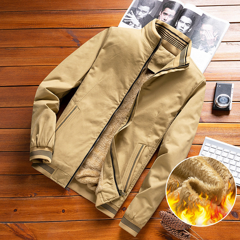 Herren nan thermisch gefütterte Freizeit-Bomberjacke mit Teddyfutter, Reißverschluss-Taschen und Stehkragen Echo Archiv