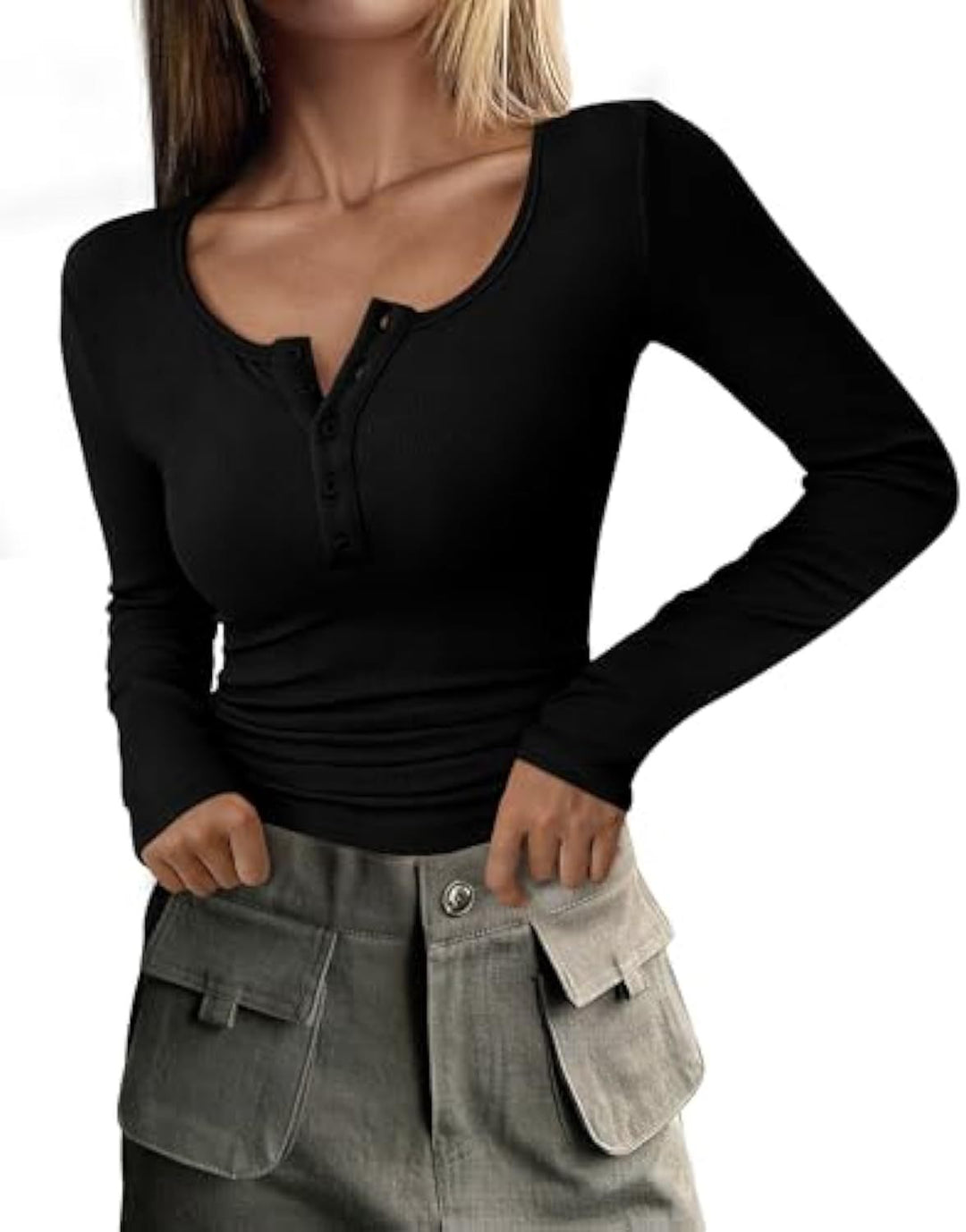 Damen Langarmshirt mit Knopfdetails Echo Archiv