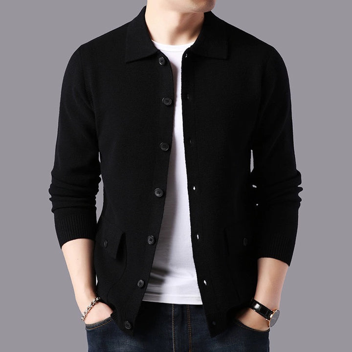 Herren Strukturierte Strickjacke mit Knopfverschluss und praktischen Taschen Echoarchiv