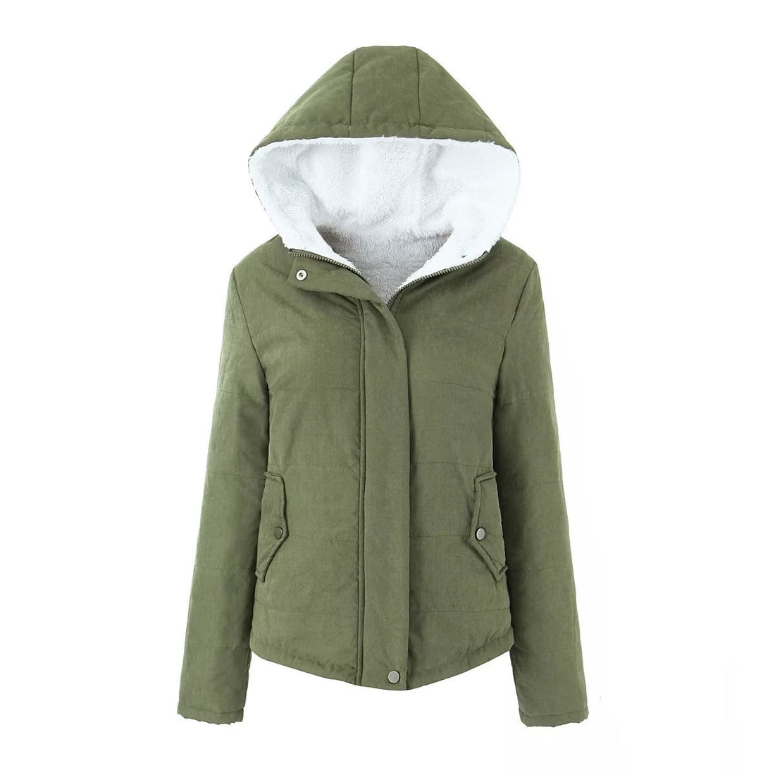 Damen Gepolsterte Winterjacke mit Teddyfutter und Kapuze – Avérine