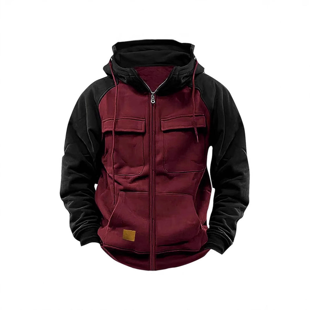 Herren Sportliche Kapuzenjacke mit praktischen Brusttaschen und warmem Fleece-Material Echoarchiv