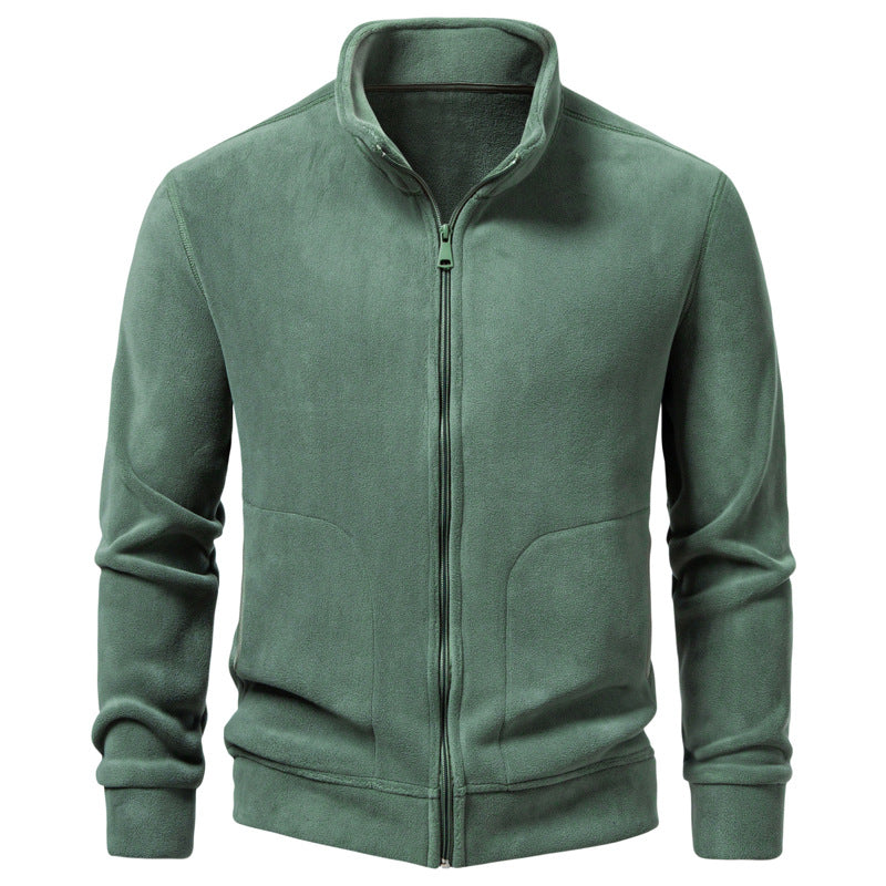 Herren Slim-Fit Fleecejacke mit Stehkragen, durchgehendem Reißverschluss und Eingrifftaschen Echo Archiv