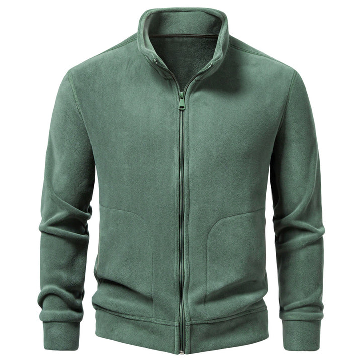 Herren Slim-Fit Fleecejacke mit Stehkragen, durchgehendem Reißverschluss und Eingrifftaschen Echo Archiv