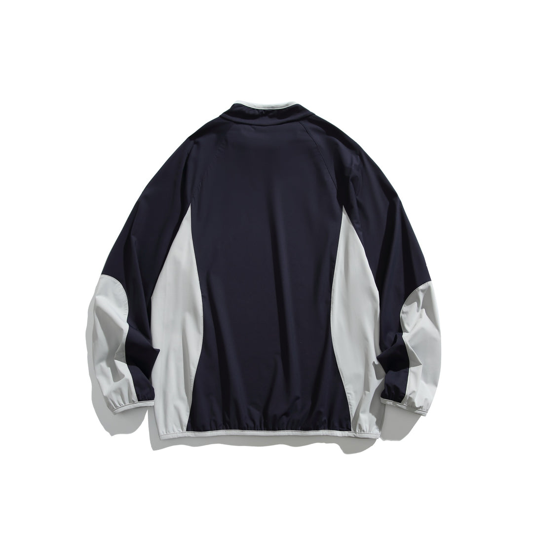 Unisex Oversize Windbreaker-Pullover mit Stehkragen und Kontrastpaneelen Echoarchiv