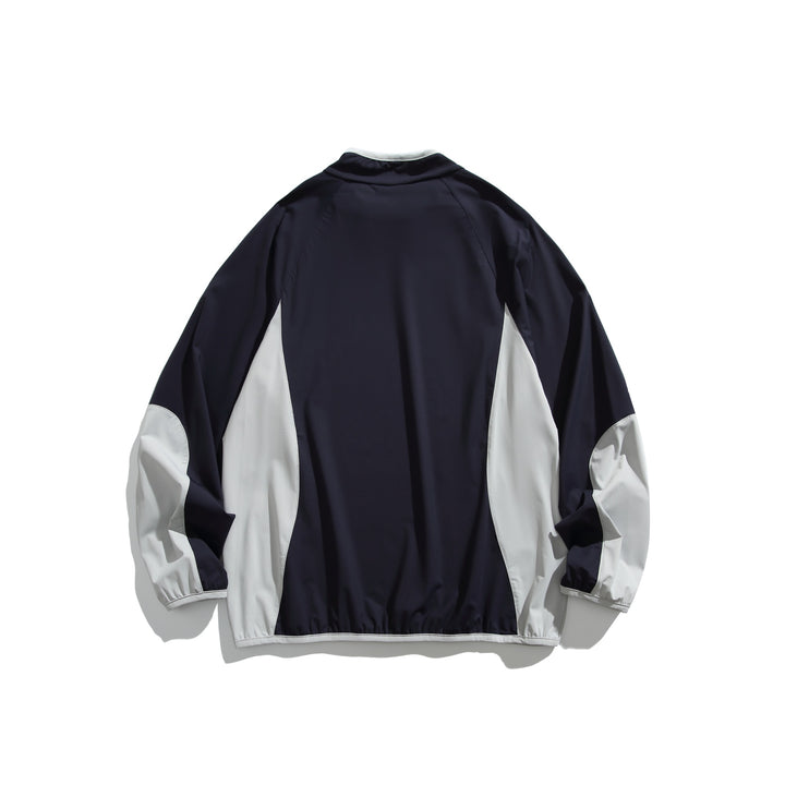 Unisex Oversize Windbreaker-Pullover mit Stehkragen und Kontrastpaneelen Echoarchiv