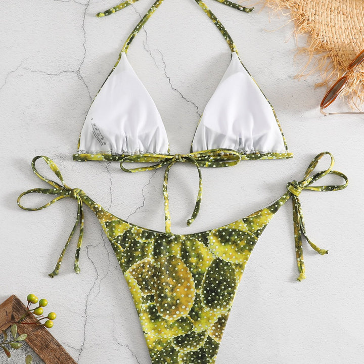 Damen Triangel-Bikini mit verspieltem Muster und verstellbaren Bindebändern Echo Archiv