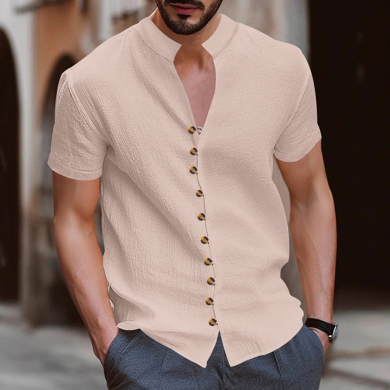 Herren Kurzarmhemd mit modernen Knopfdetails Echoarchiv