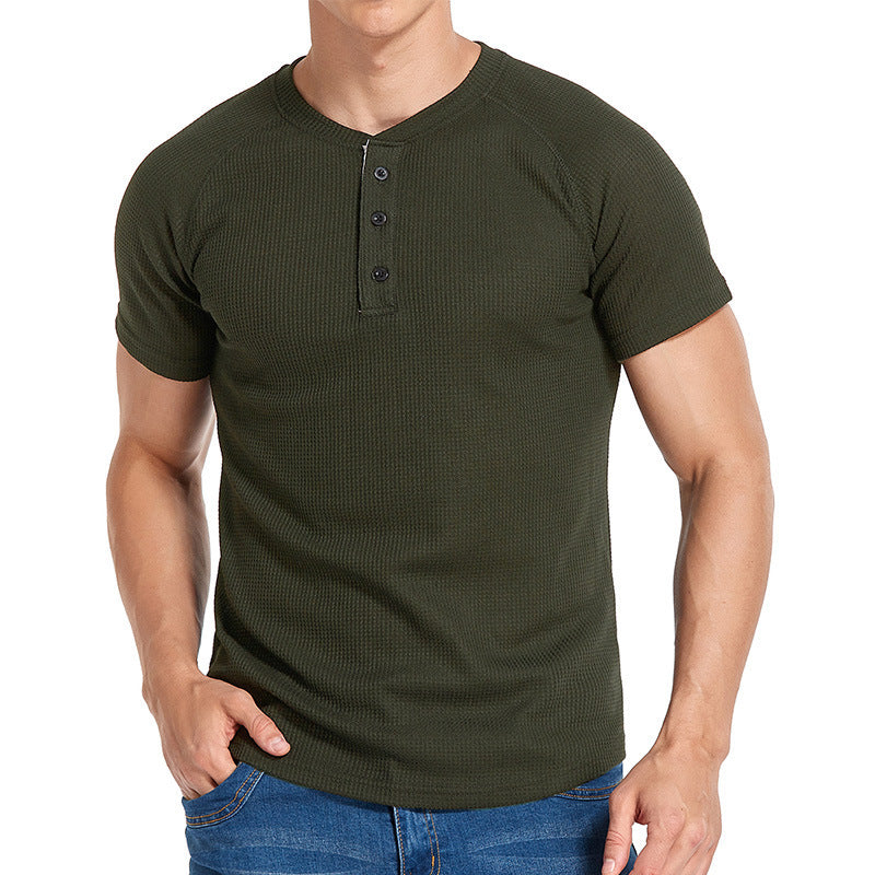 Herren Kurzarm-Henley-Shirt aus weichem, atmungsaktivem Baumwollmix mit praktischer Knopfleiste Echoarchiv