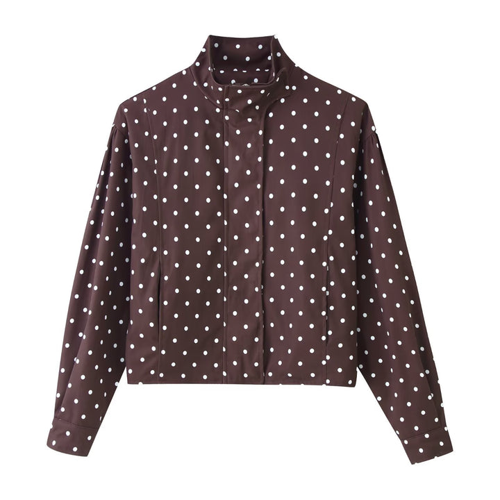 Damen Gepunktete Kurzjacke mit Stehkragen und verdeckter Druckknopfleiste Echo Archiv