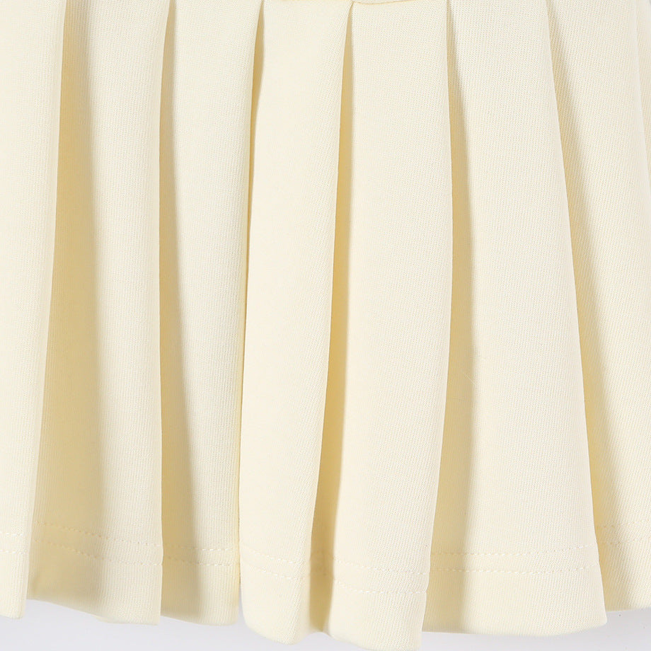Damen Figurbetontes Hemdblusenkleid mit Puffärmeln und plissiertem Faltenrock Echoarchiv