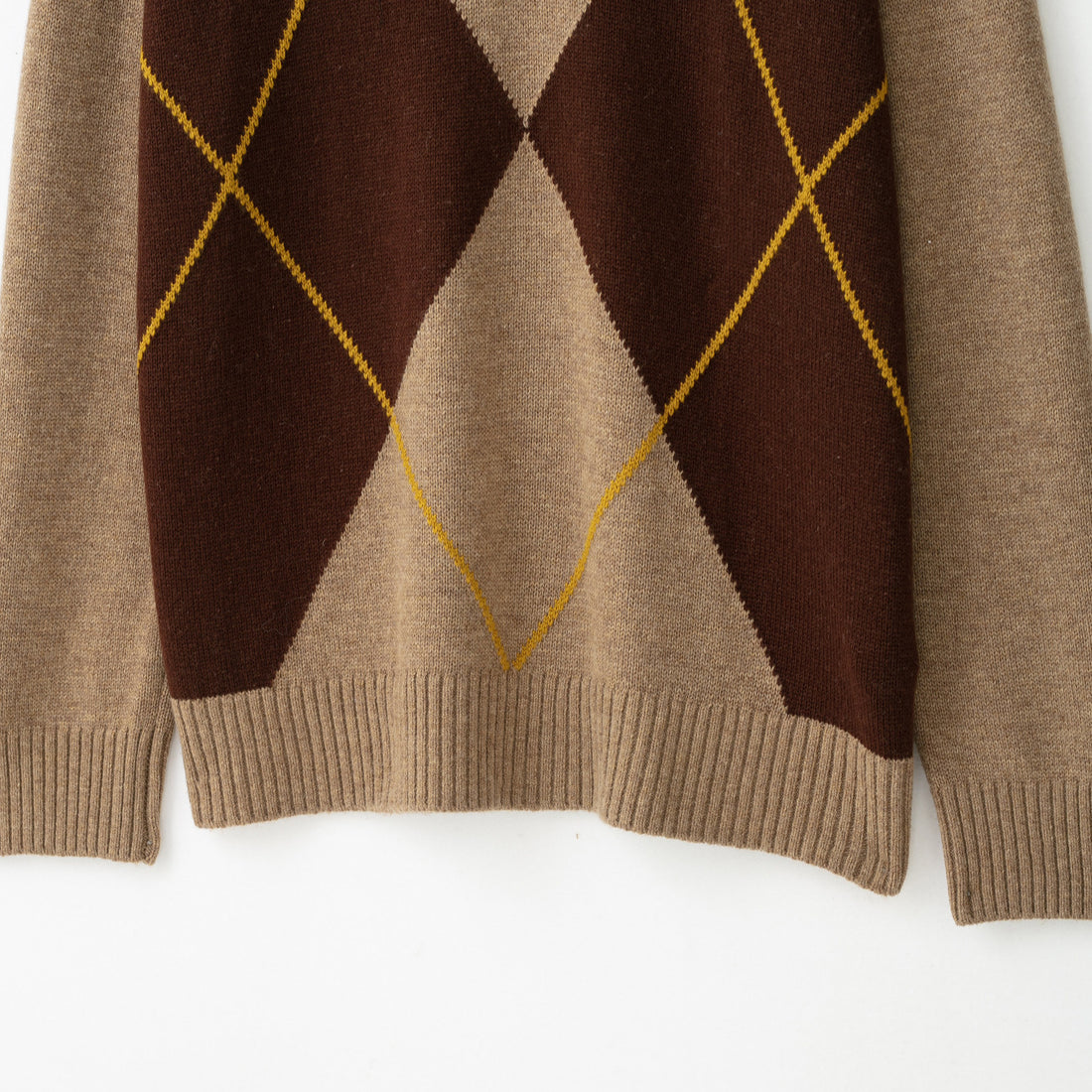 Damen Argyle V-Ausschnitt Pullover aus Feinstrick mit Raglanärmeln und Rippbündchen Echoarchiv