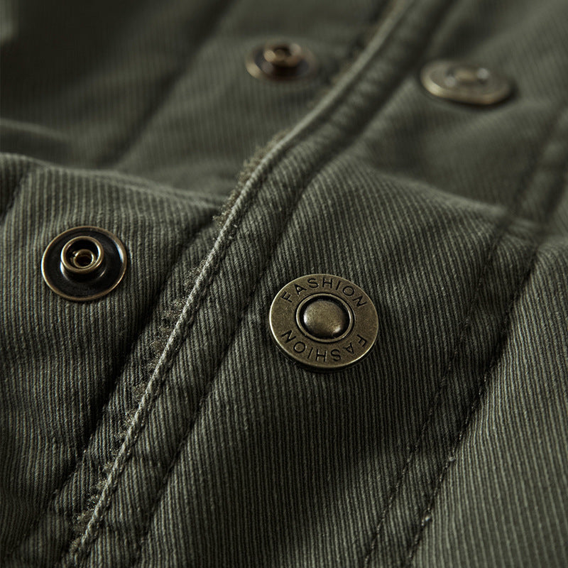 Herren nan robuste Thermo-Canvasjacke im Fieldstil mit Teddyfutter, verdeckter Druckknopfleiste und multifunktionalen Brusttaschen Echo Archiv