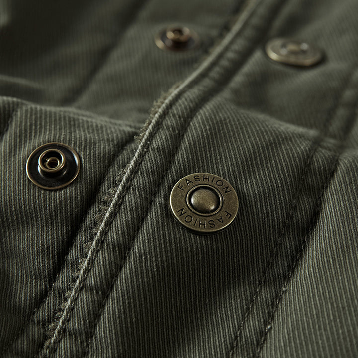 Herren nan robuste Thermo-Canvasjacke im Fieldstil mit Teddyfutter, verdeckter Druckknopfleiste und multifunktionalen Brusttaschen Echo Archiv