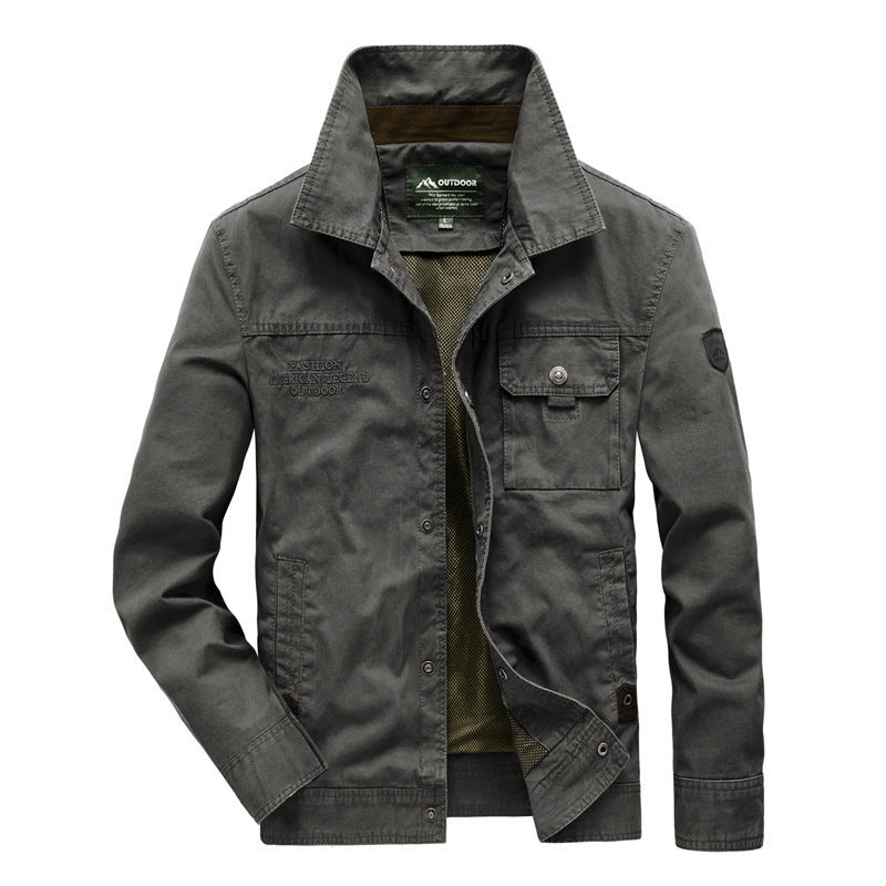 Herren Urbaner Canvas-Utility-Blouson mit Stehkragen, Mesh‑Fütterung und Brustpattentasche Echoarchiv