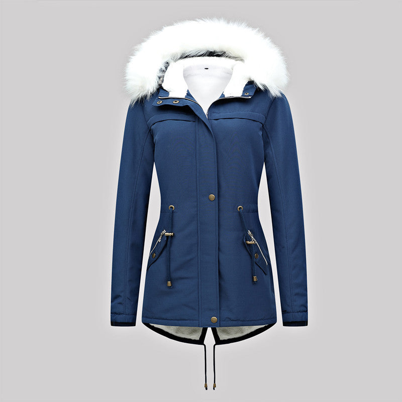 Damen Taillierter Winterparka mit Thermofleece-Futter und abnehmbarer Kunstfellkapuze Echoarchiv