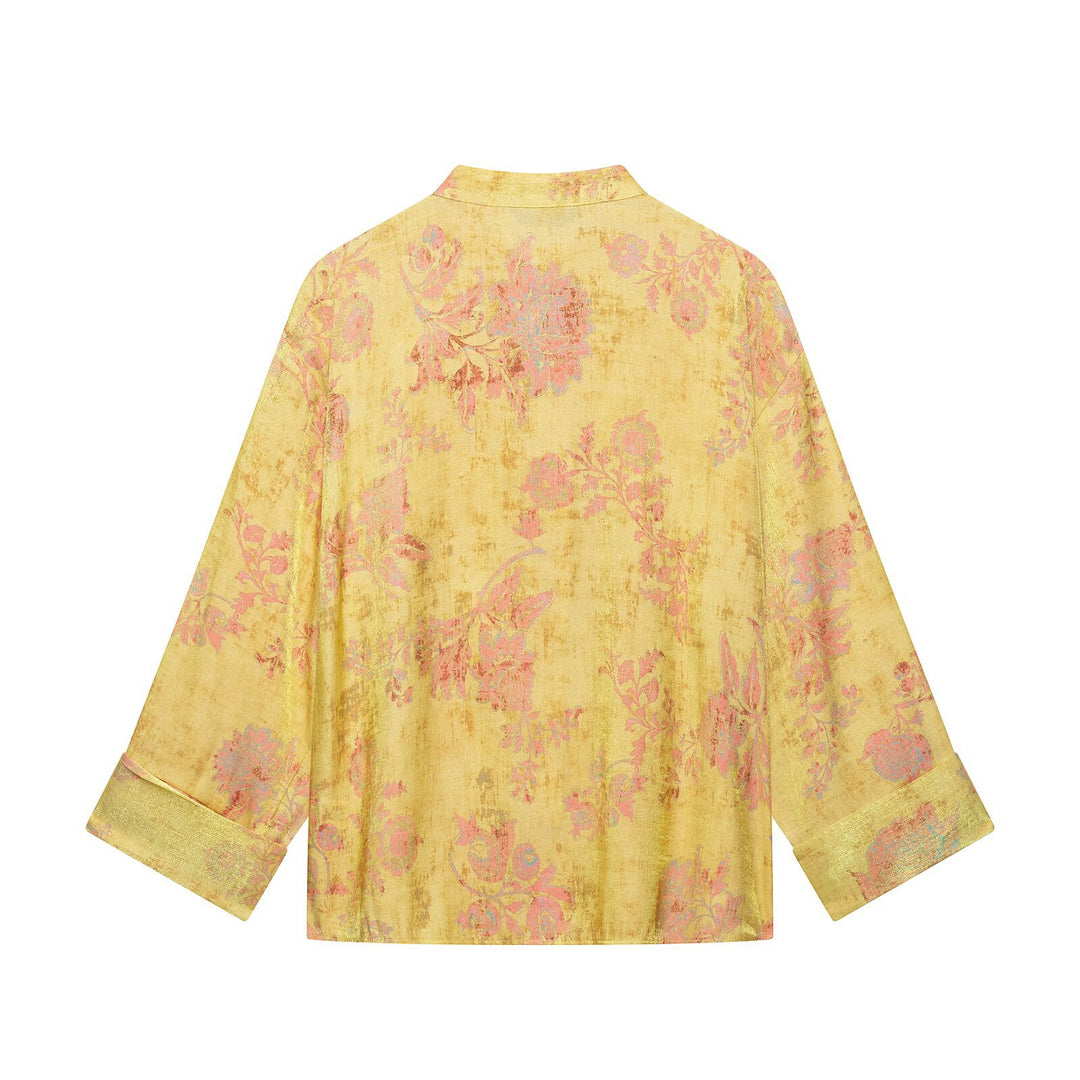 Damen Weite High‑Waist Jacquard-Hose mit floralem Brokatmuster Echo Archiv