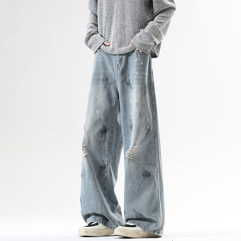 Herren Extraweite Baggy-Jeans im Vintage-Used-Look mit Distressed-Details Echoarchiv