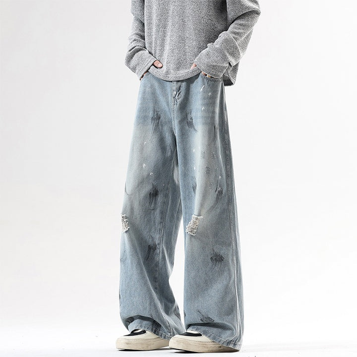 Herren Extraweite Baggy-Jeans im Vintage-Used-Look mit Distressed-Details Echoarchiv