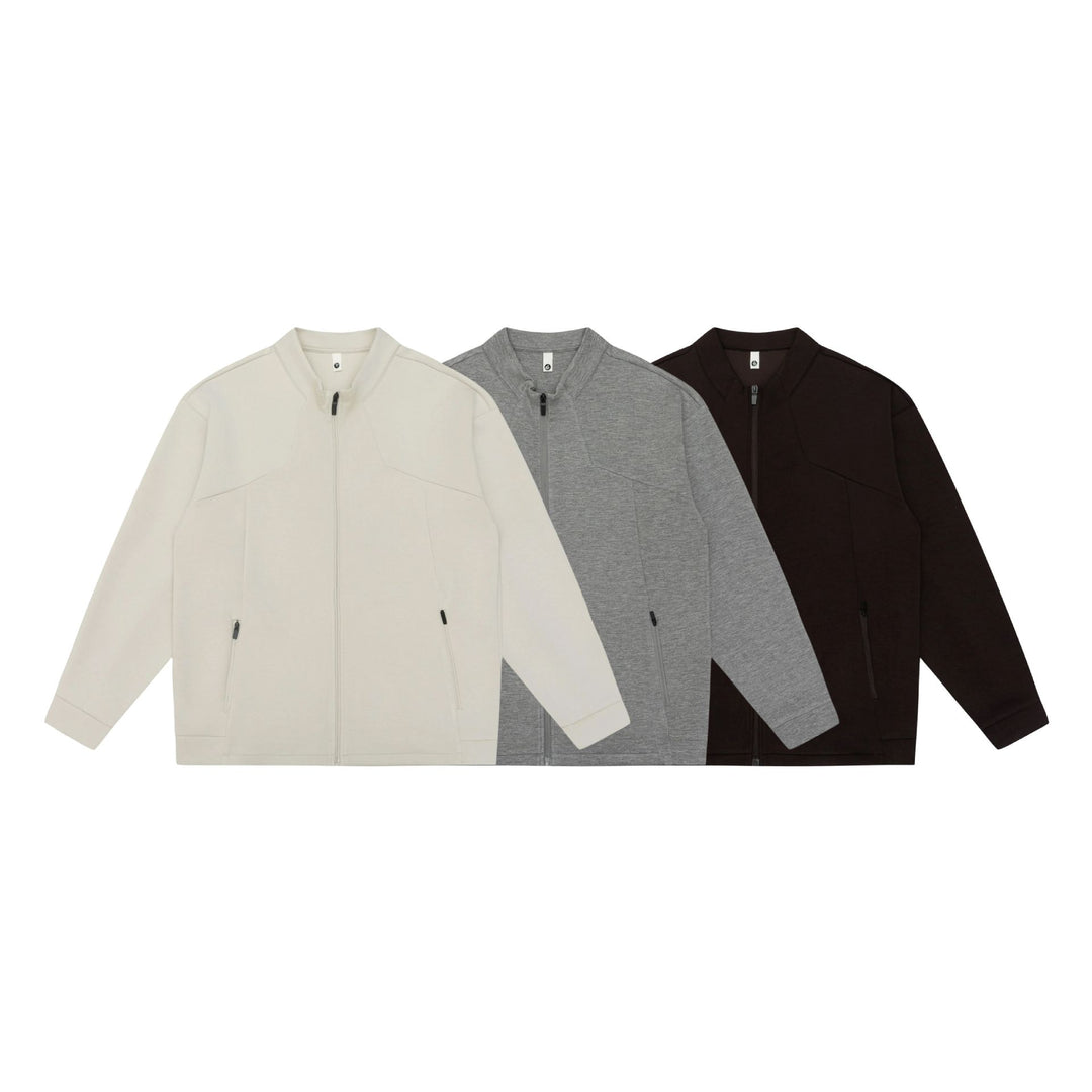 Unisex Oversize Zip‑Jacke aus schwerer Baumwollmischung mit Stehkragen und Reißverschlusstaschen Echoarchiv