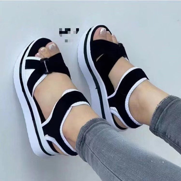 Damen  sportliche Keil-Sandalen mit verstellbaren Klettverschlüssen und gepolstertem Komfort-Fußbett Echo Archiv