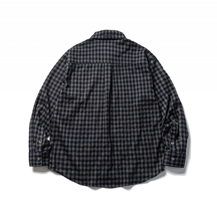 Unisex Oversize-Karo-Flanellhemd mit Hemdkragen, Button-Front und abgerundetem Saum Echo Archiv