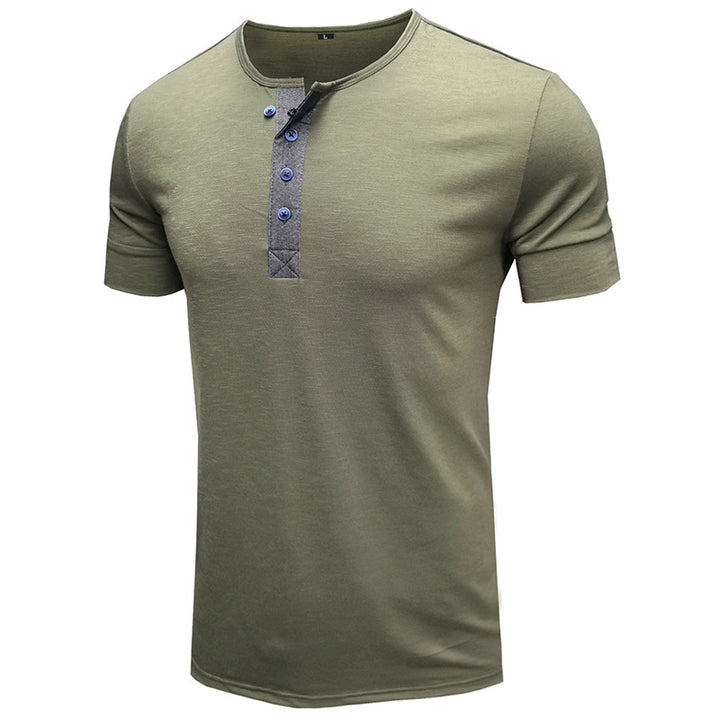 Herren Kurzarm-Henley Shirt mit modischen Knopfdetails Echoarchiv