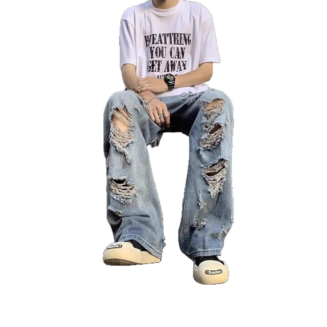 Damen Modische Destroyed Baggy-Jeans Echoarchiv