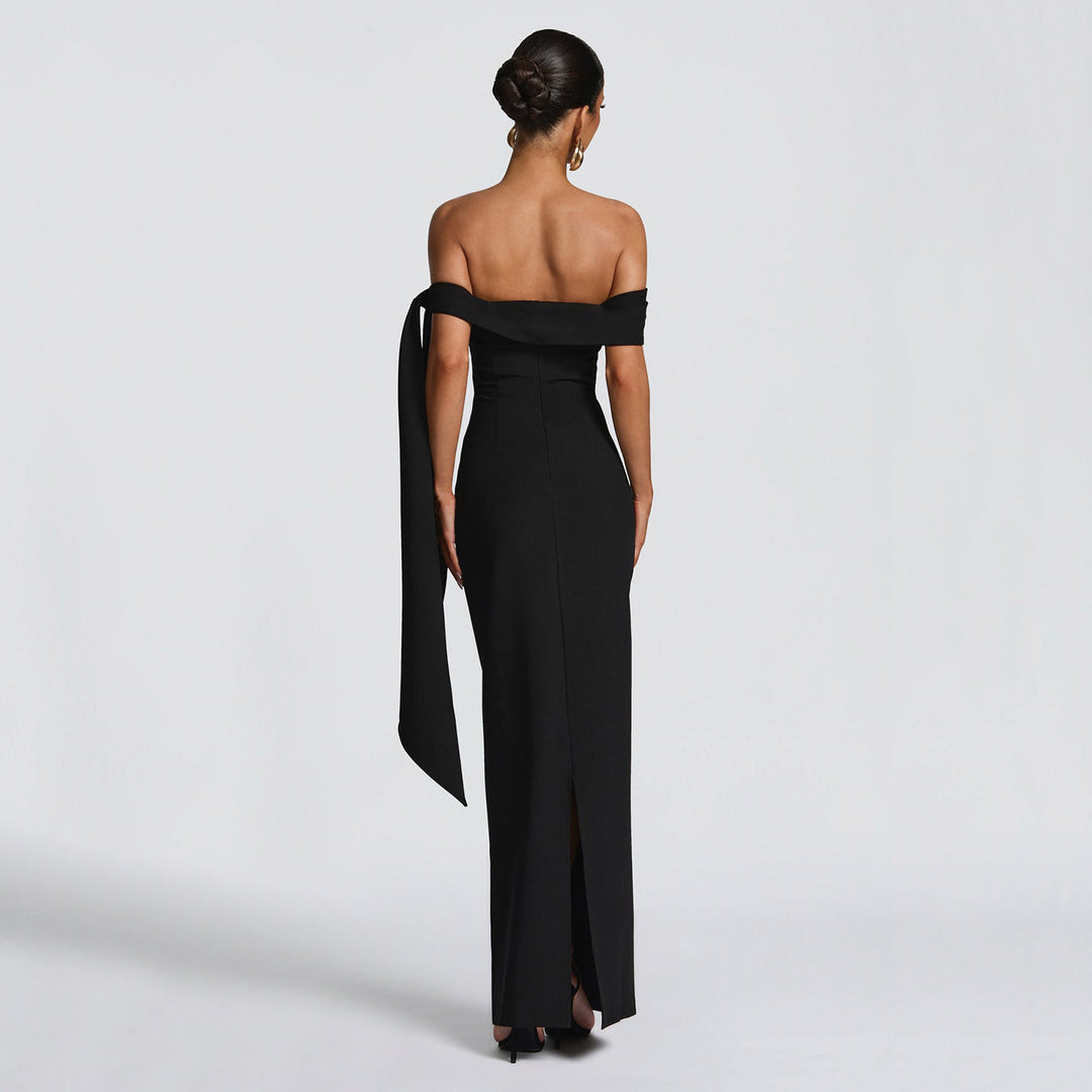 Damen Off-Shoulder Maxikleid mit eleganter Schleifenverzierung Echo Archiv