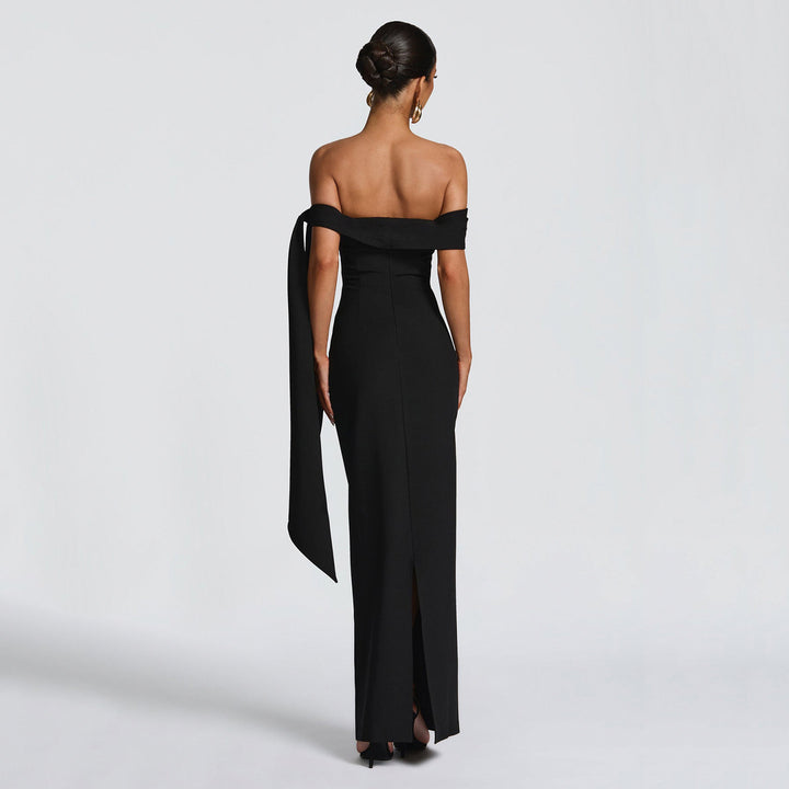 Damen Off-Shoulder Maxikleid mit eleganter Schleifenverzierung Echo Archiv