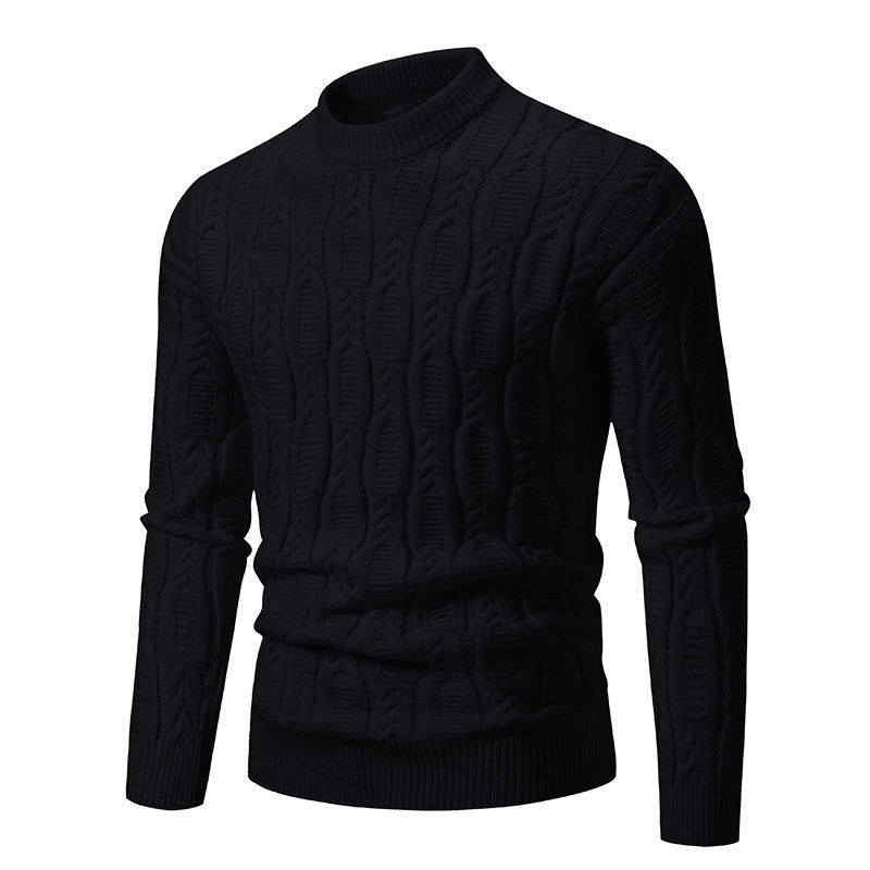 Herren modischer Rollkragenpullover mit strukturiertem Zopfmuster Echoarchiv
