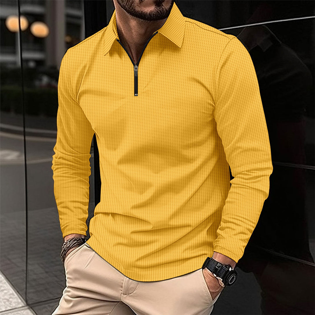 Herren Langarmshirt mit modernem Reißverschluss und strukturiertem Design Echoarchiv