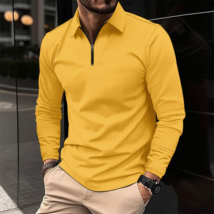 Herren Langarmshirt mit modernem Reißverschluss und strukturiertem Design Echoarchiv
