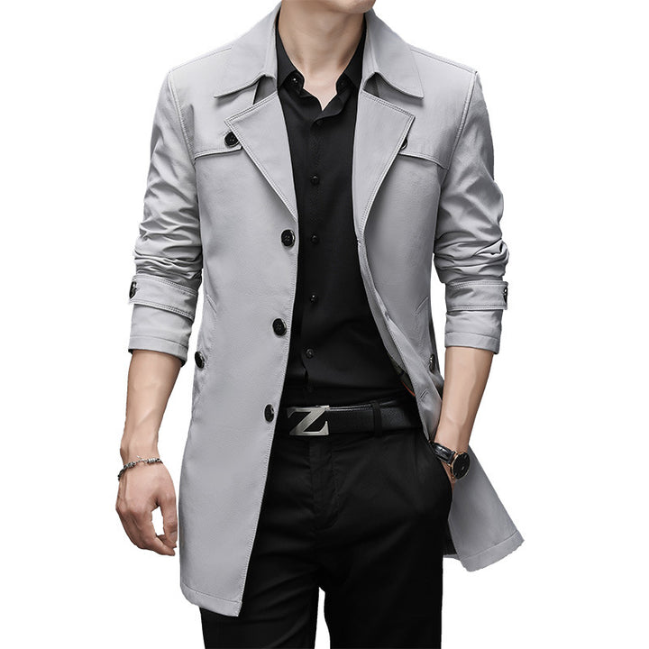 Herren Schmal geschnittener Trenchcoat mit Reverskragen und dezenter Knopfleiste Echoarchiv
