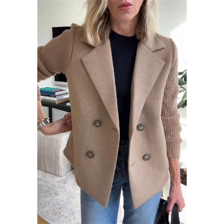 Damen Doppelreihige Blazer-Weste mit breitem Revers und gerippten Strickärmeln Echo Archiv