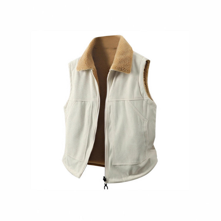 Damen Sherpa-Fleeceveste mit Rippenkragen, durchgehendem Reißverschluss und Eingrifftaschen – Avérine