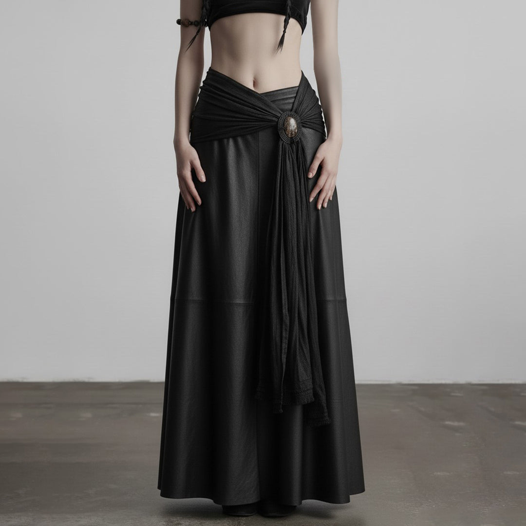 Damen eleganter Satin-Abendrock mit raffinierten Rüschen und Spitzenakzenten Echo Archiv