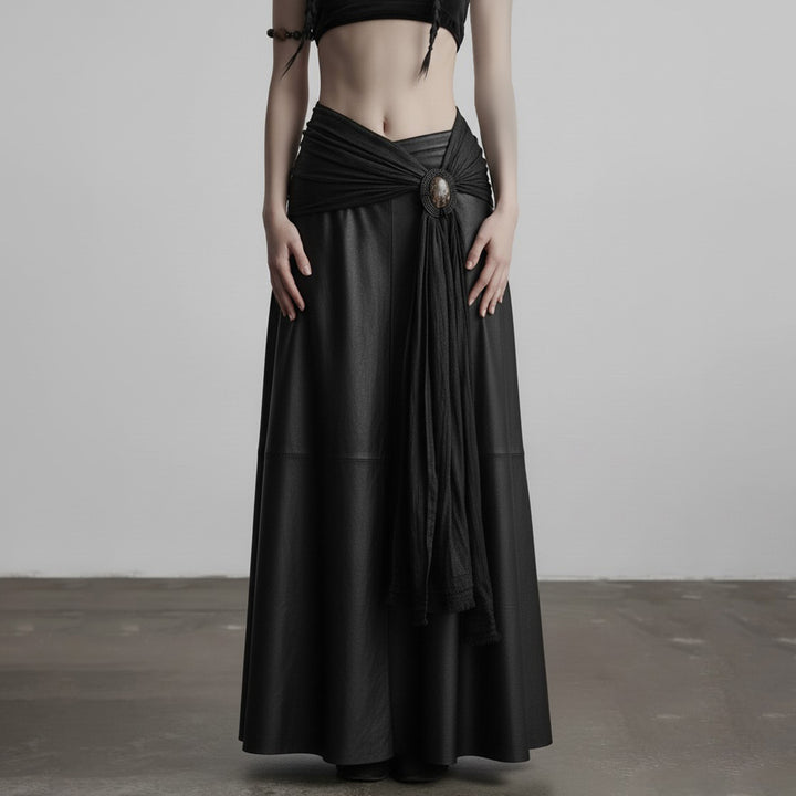 Damen eleganter Satin-Abendrock mit raffinierten Rüschen und Spitzenakzenten Echo Archiv