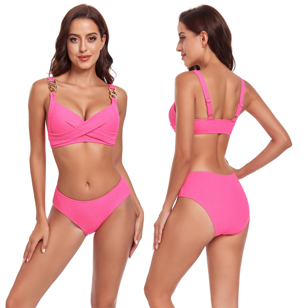 Damen Bikini-Set mit gekreuztem Oberteil und dekorativen Schnallen Echo Archiv