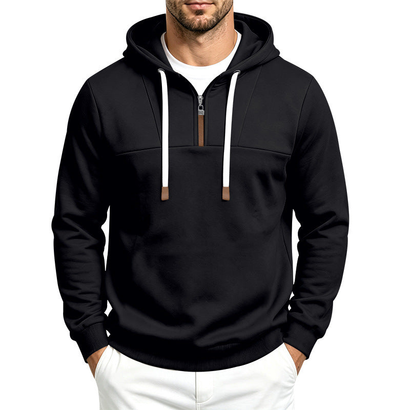 Herren Moderner Halbzip-Hoodie aus French Terry mit Zierriegel und Kordelzug Echoarchiv