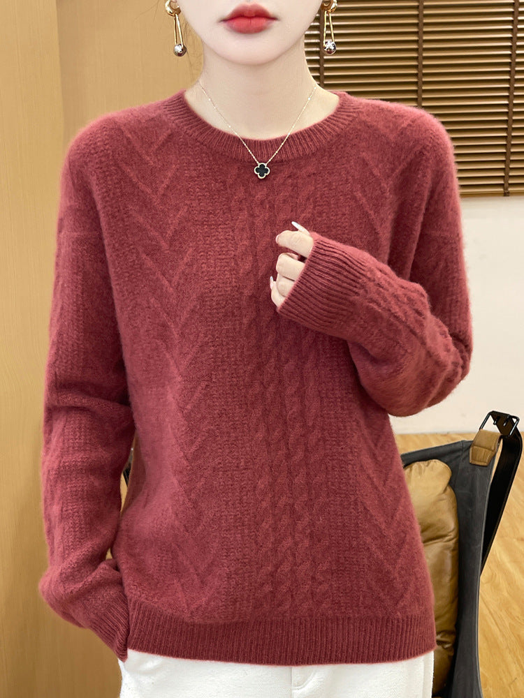 Damen Kurzpullover mit Zopfmuster, Rundhals und kaschmirähnlicher Weichheit Echoarchiv