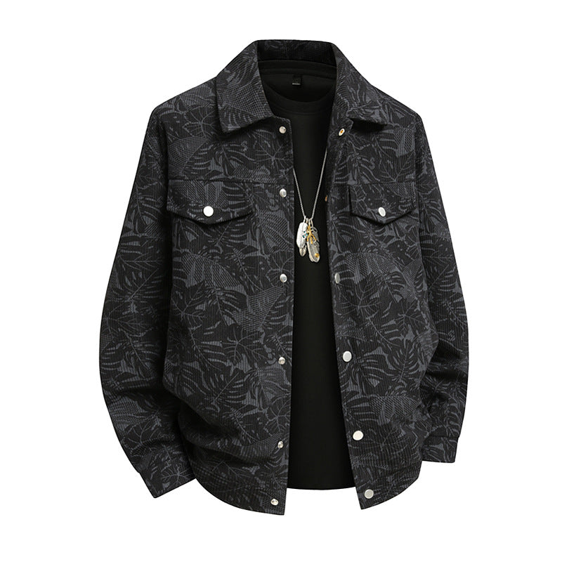 Herren lässige Utility-Jacke mit Allover-Print Echoarchiv