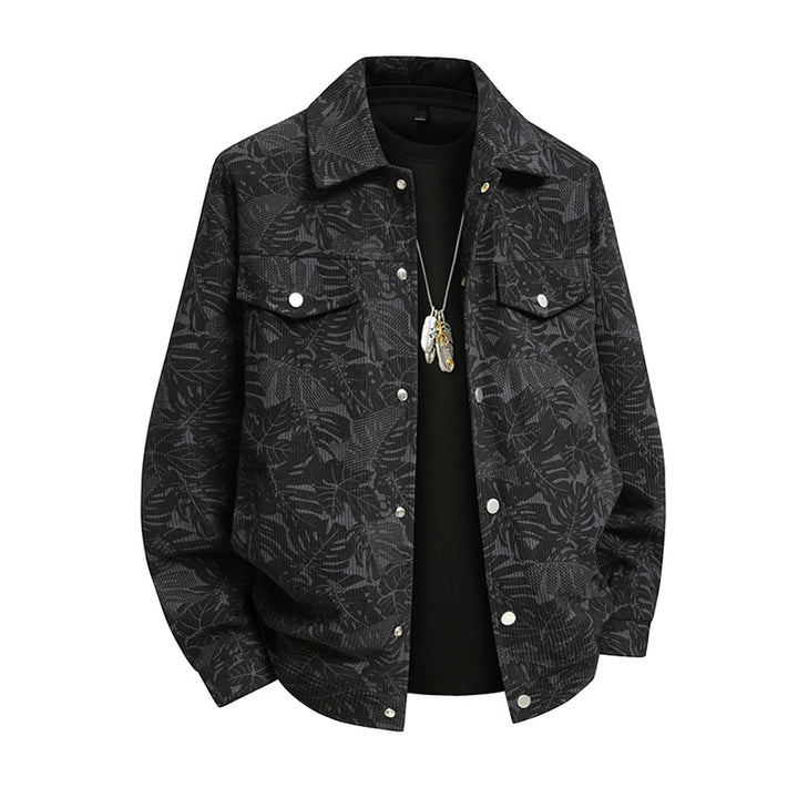 Herren lässige Utility-Jacke mit Allover-Print Echoarchiv