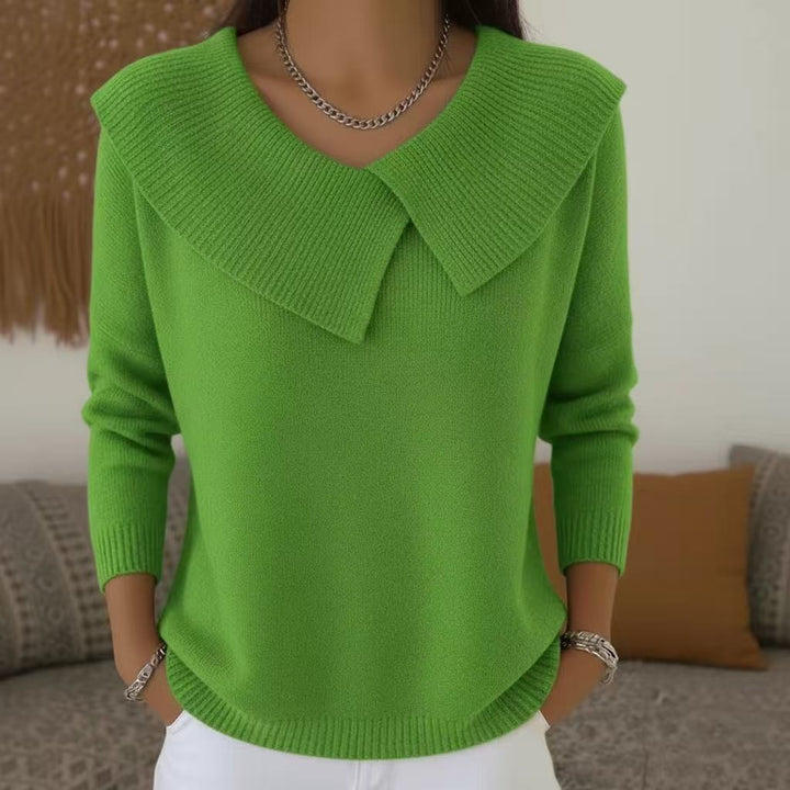 Damen nan grobgestrickter Pullover mit übergroßem Matrosenkragen und gerippten Abschlüssen Echo Archiv