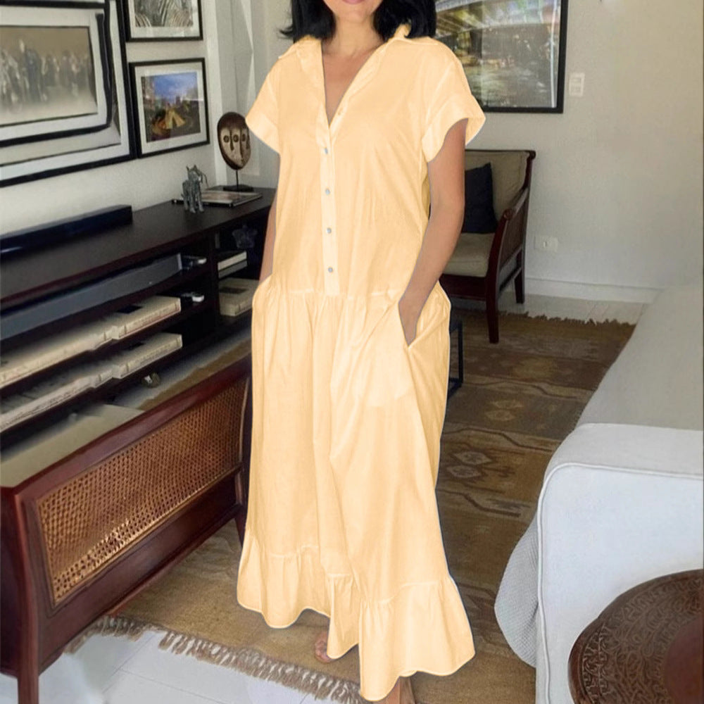 Damen Maxikleid mit Knopfleiste und praktischen Taschen Echo Archiv