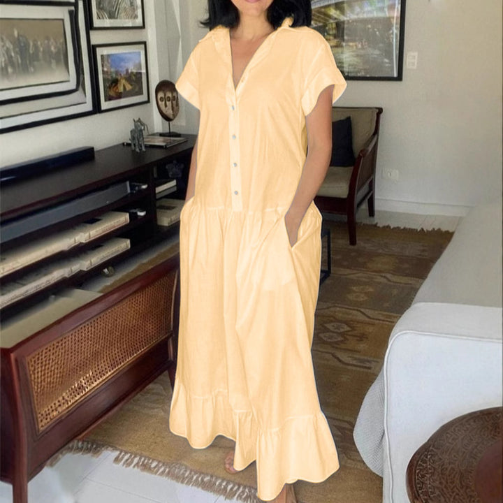 Damen Maxikleid mit Knopfleiste und praktischen Taschen Echo Archiv