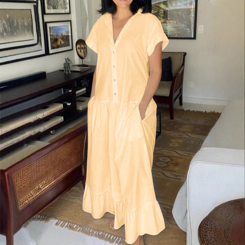Damen Maxikleid mit Knopfleiste und praktischen Taschen Echo Archiv