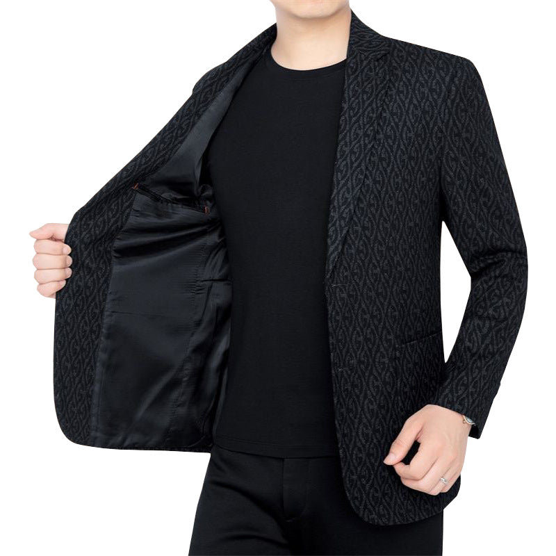 Herren Einreihiges Jacquard-Sakko mit schmaler Silhouette und feiner Struktur – Tianoro