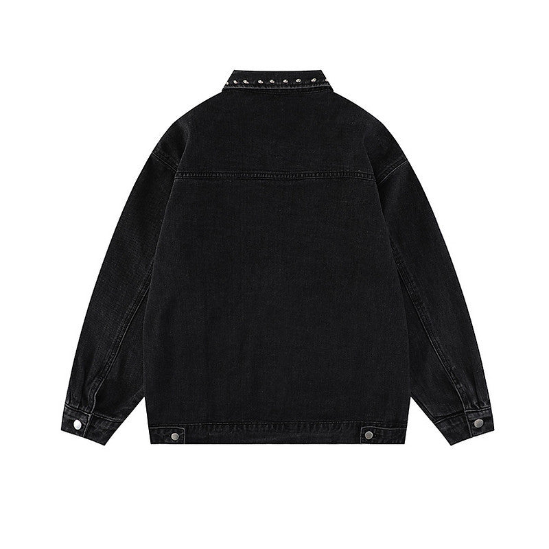 Herren Designer Jeansjacke mit Nieten Echoarchiv